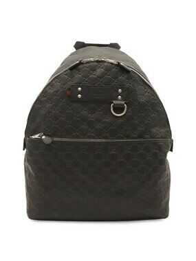 Gucci Guccissima Backpack Rubber-Coated Leather Black Silver